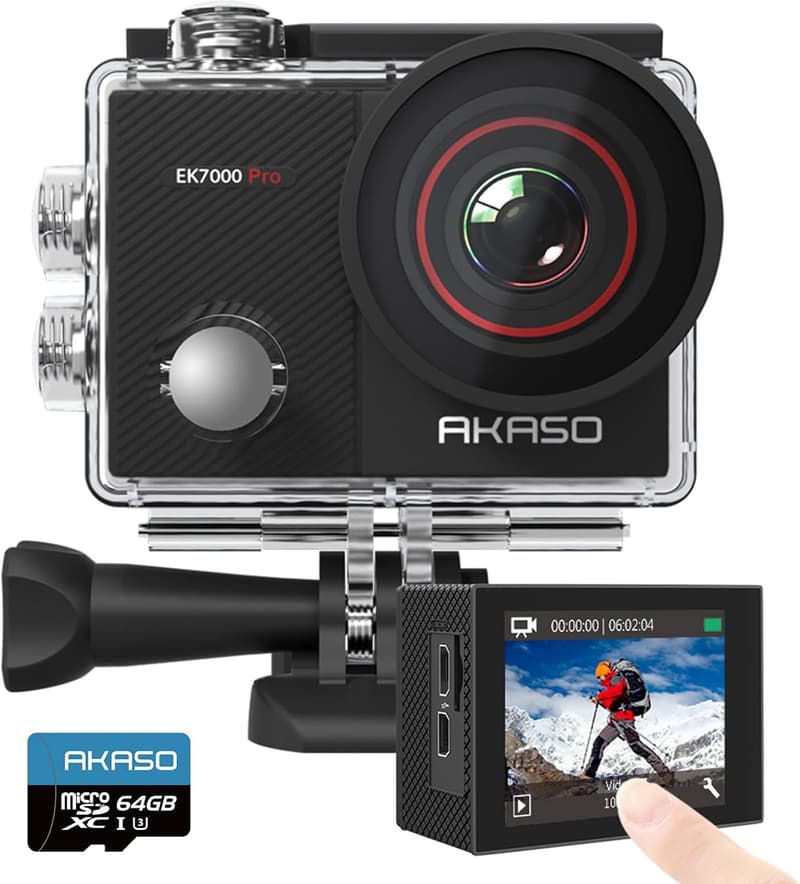 AKASO EK7000 Pro 4K Action-Kamera mit 64GB Speicherkarte
