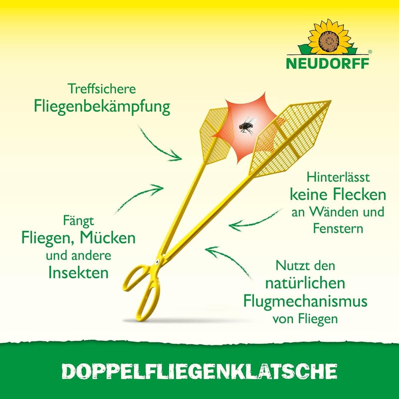 Innovative Doppelfliegenklatsche für einfaches Fangen – Gelb