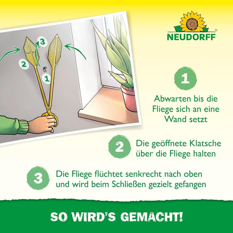 Innovative Doppelfliegenklatsche für einfaches Fangen – Gelb