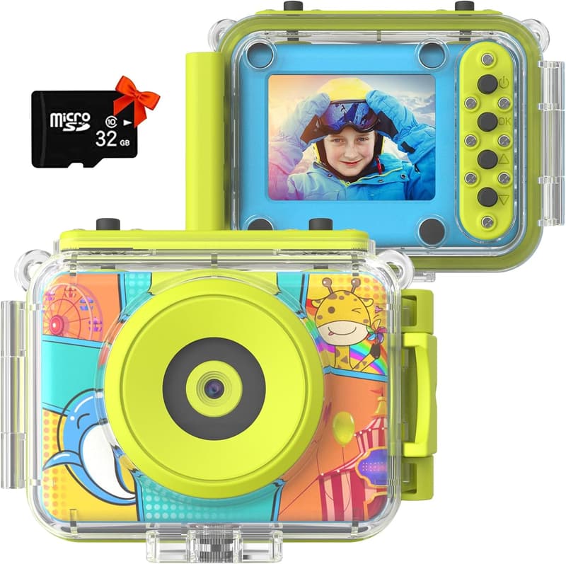 Wasserdichte Digitalkamera für Kinder 12 MP, Unterwasser, Blau