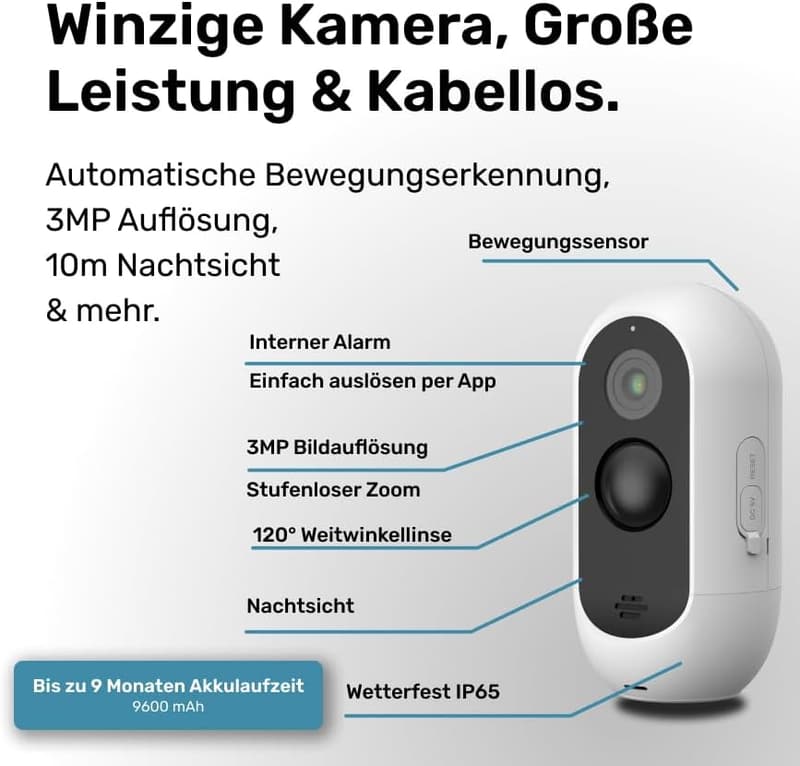 Wetterfeste WLAN-Hundekamera mit 3MP und 2-Wege-Audio