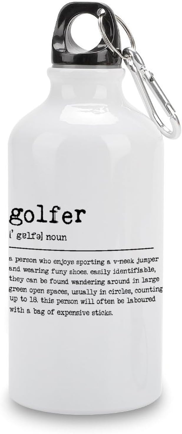 Lustige Wasserflasche mit Golfer-Zitat, isoliert, 400 ml