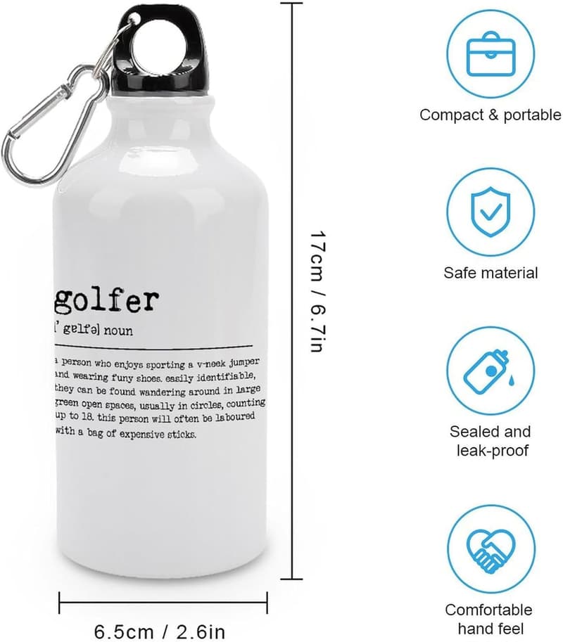 Lustige Wasserflasche mit Golfer-Zitat, isoliert, 400 ml