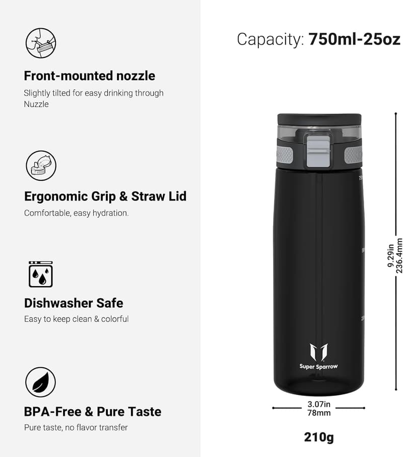 TouchSip Trinkflasche - BPA-frei - Leichte Sportflasche für Outdoor und Camping