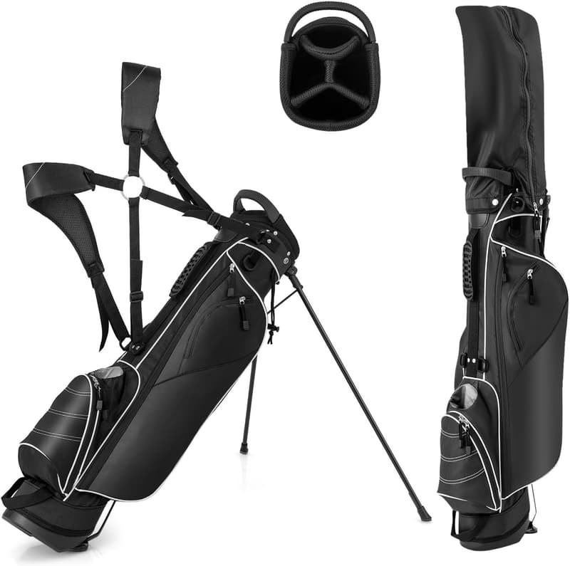 LIFEZEAL Golf Standtasche für Herren und Frauen, leicht mit 4 Trennwänden, schwarz