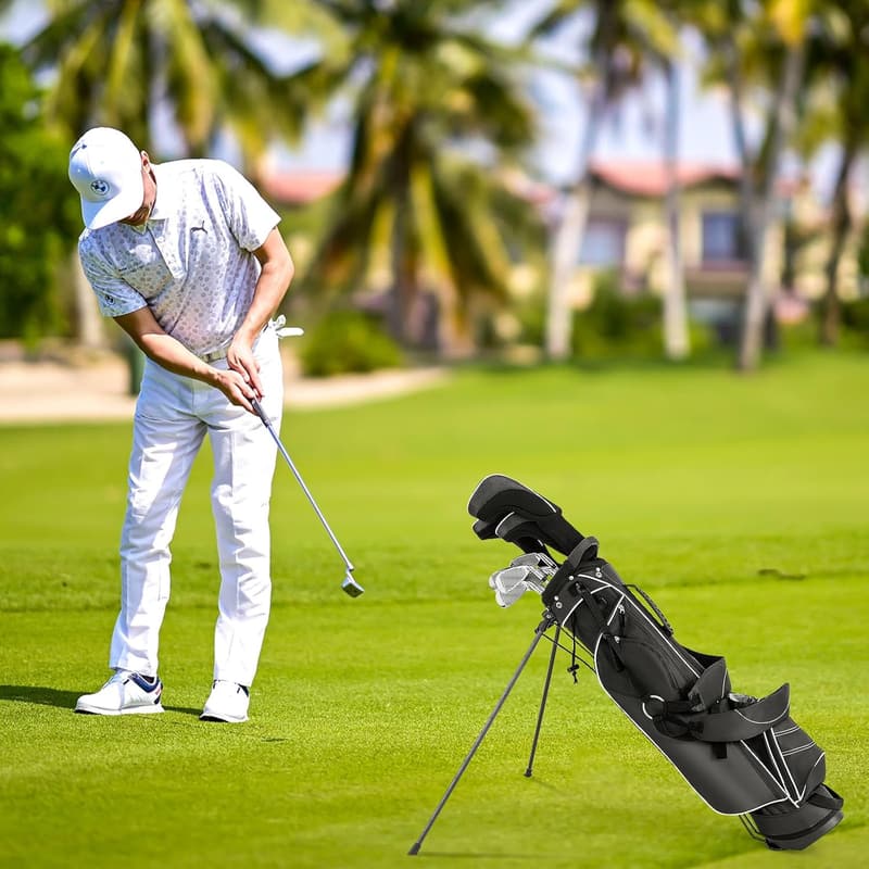 LIFEZEAL Golf Standtasche für Herren und Frauen, leicht mit 4 Trennwänden, schwarz
