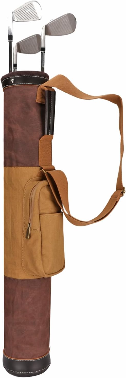 Vintage Golftasche aus Canvas und Leder mit Schultergurt für Männer und Frauen