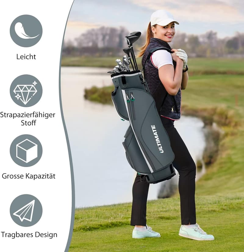 COSTWAY Golf Bag mit 14 Fächern und Regenhaube für Golf Trolley