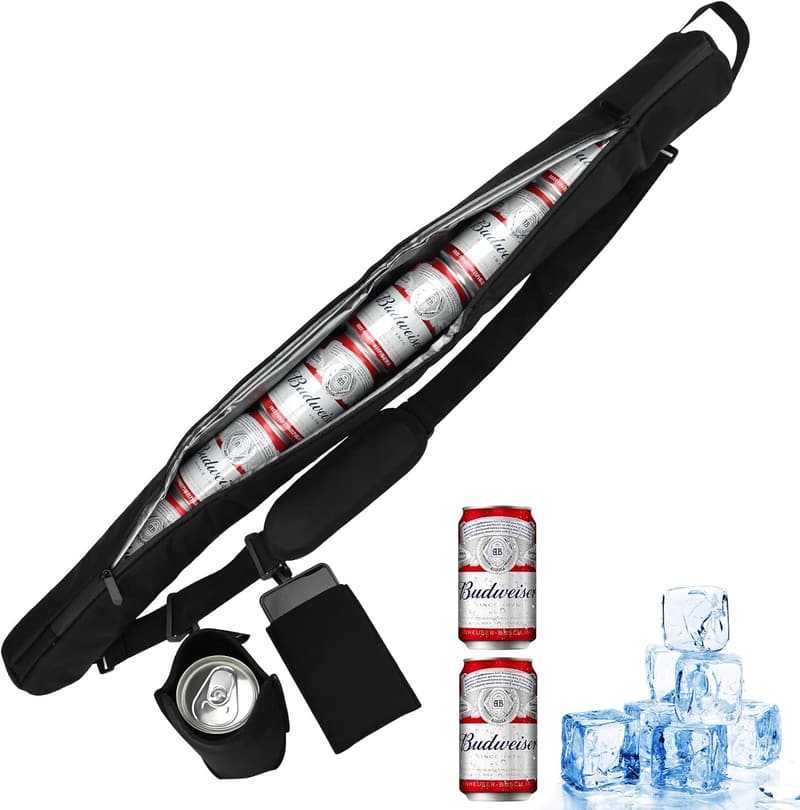 Isolierte Golftasche für Bierdosen mit Handytasche (Schwarz)