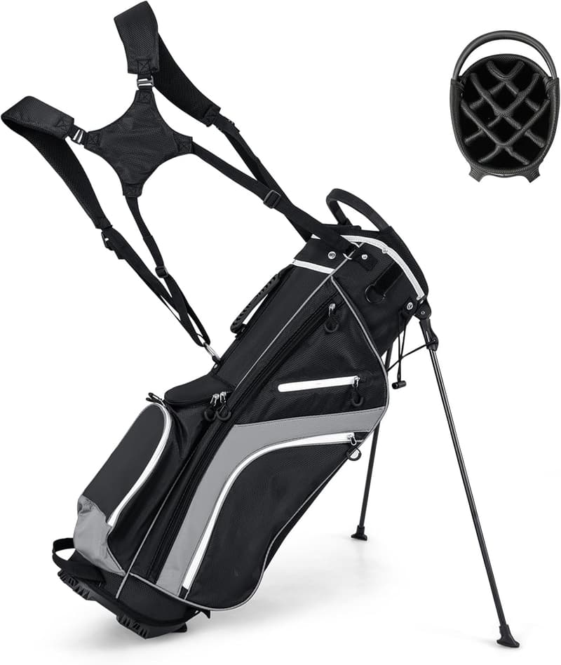 COSTWAY Golf Stand Bag mit 6/8/14er Unterteilung – Tragbare Golftasche für Herren und Damen