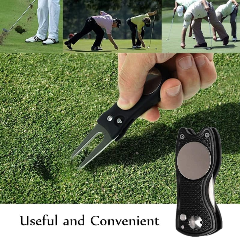 2er Set Golf-Reinigungsbürste 3-in-1 mit Karabiner und rutschfestem Griff