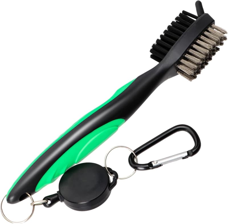 Golf Bürste mit Karabiner – Reinigungsbürste für Golfschläger, Grün