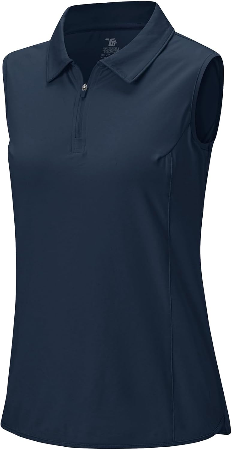 Atmungsaktives Damen Poloshirt ärmellos mit 1/4 Reißverschluss für Sport
