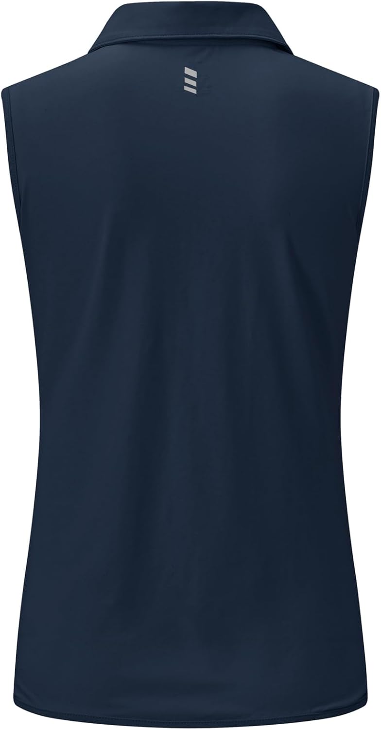 Atmungsaktives Damen Poloshirt ärmellos mit 1/4 Reißverschluss für Sport