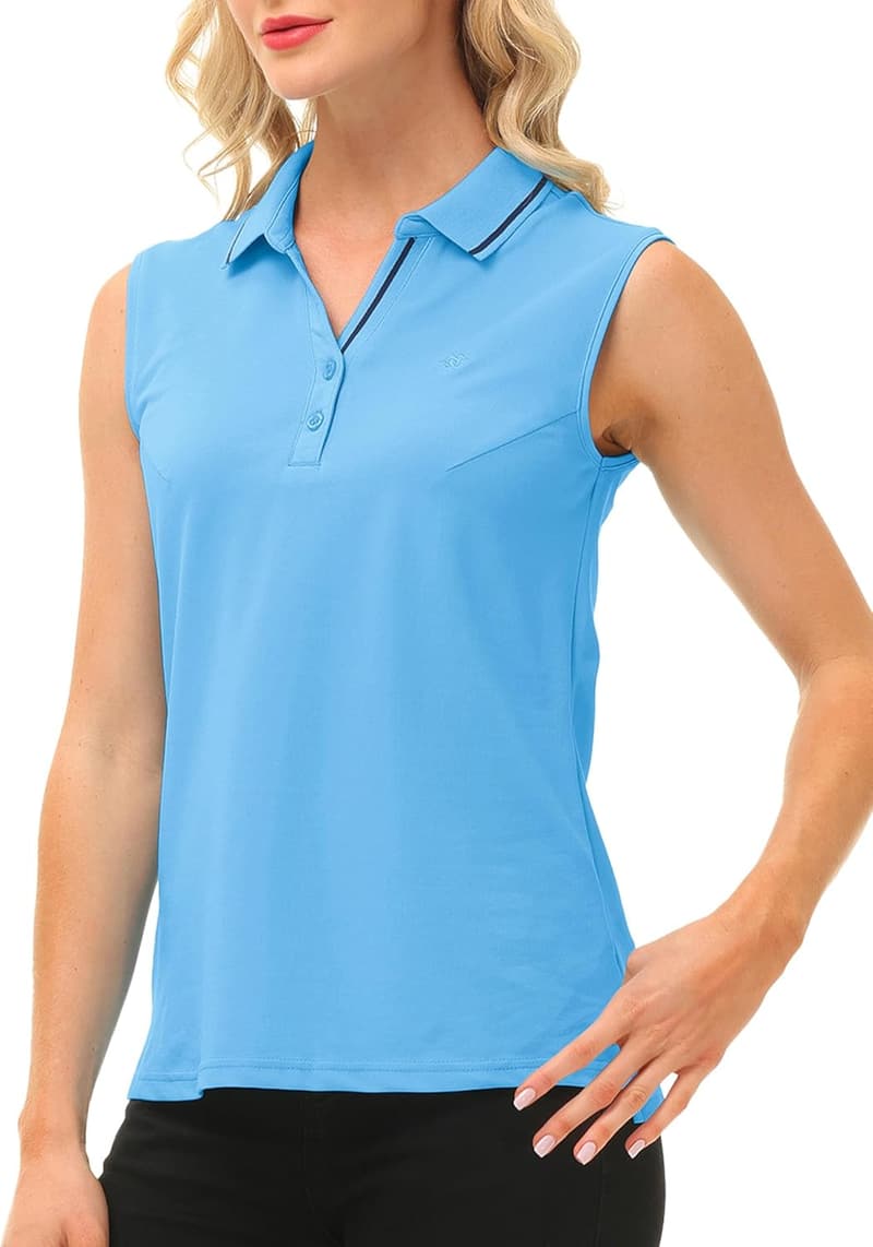 Atmungsaktives Damen Golf Poloshirt – ärmelloses Sporttop für Yoga