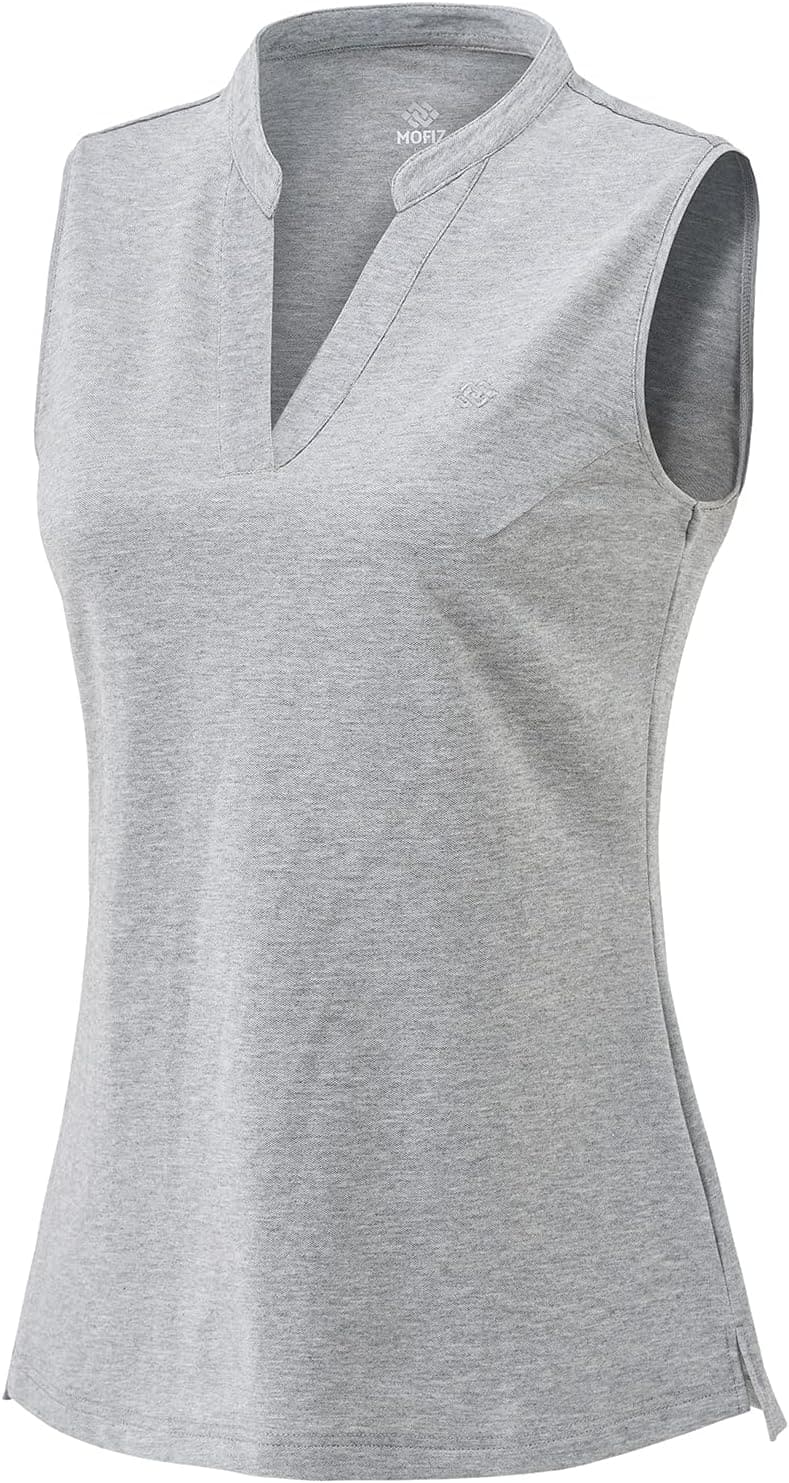 Atmungsaktives Damen Golf Polo-Shirt mit V-Ausschnitt, floral, grau