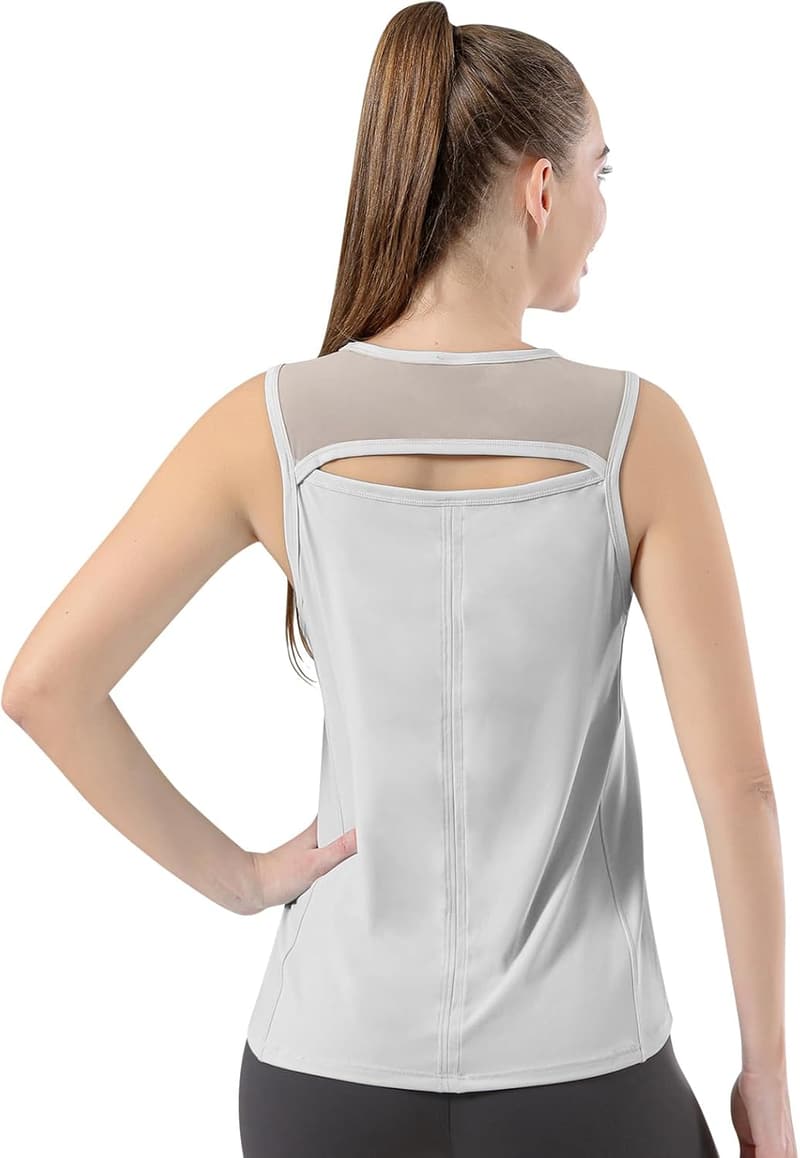 Sporttop für Damen – Netz-Shirt zum Laufen, Yoga & Tennis, schnelltrocknend, ärmellos, offener Rücken
