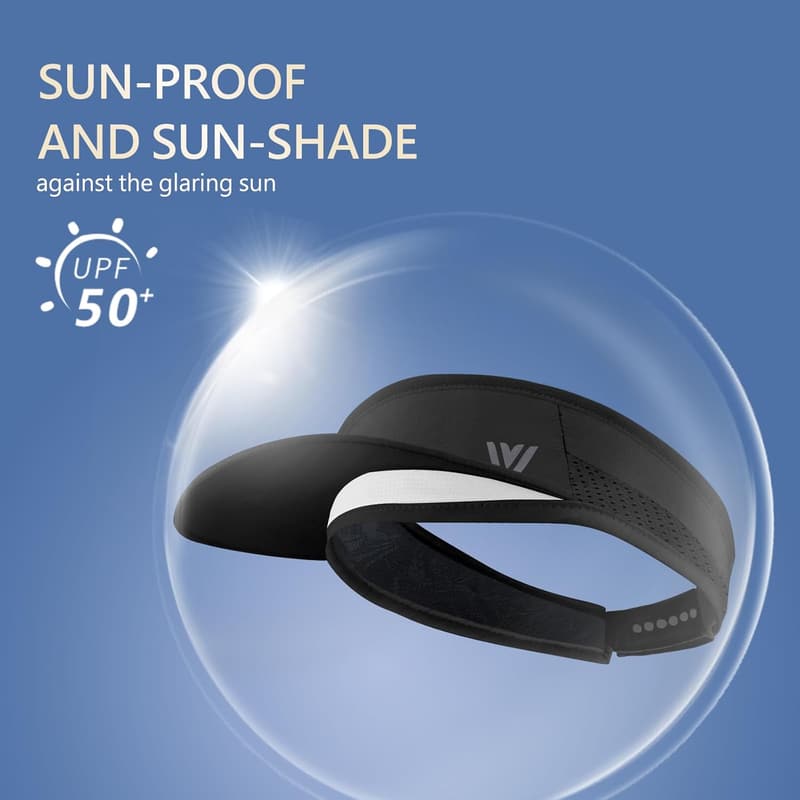 Verstellbare Golf-Sonnenkappe SPF 50, atmungsaktiv und leicht (Schwarz)