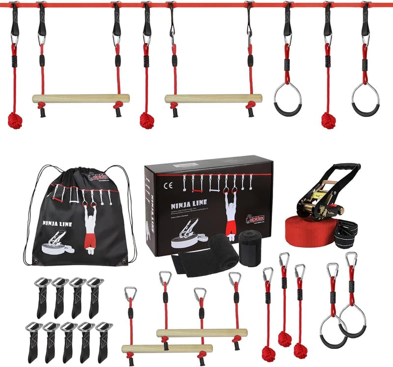 ALPIDEX Ninja Line Slackline Set 15 m für Jugendliche und Erwachsene