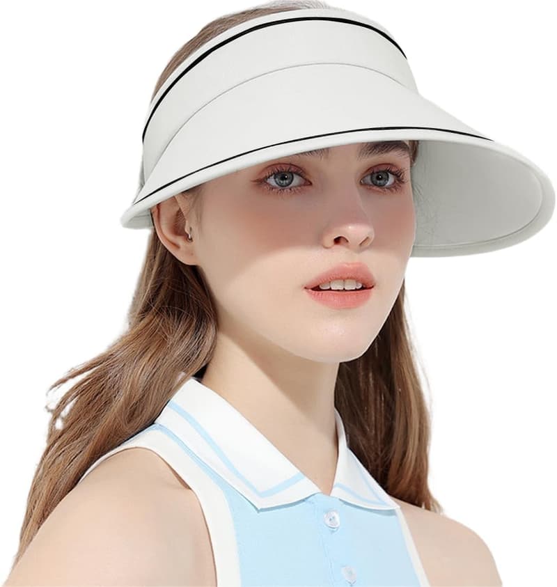 UPF 50+ Damen Visor Sonnenhut mit breiter Krempe für Sommerschutz