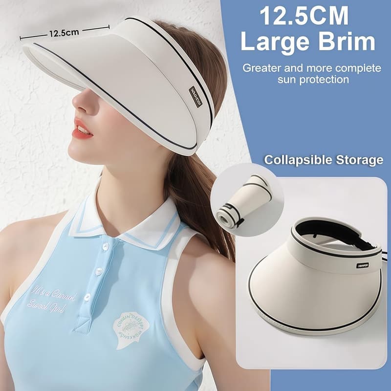 UPF 50+ Damen Visor Sonnenhut mit breiter Krempe für Sommerschutz