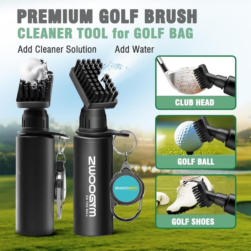 ZWOOGYM Pro Golfschläger-Reiniger-Set mit Wasserbürste und 118 ml Flasche