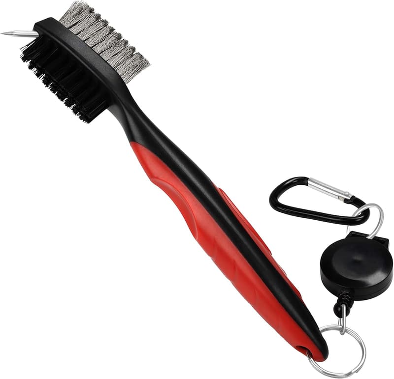Golfbürste Set mit Rillenreiniger und ergonomischem Griff, rot/schwarz