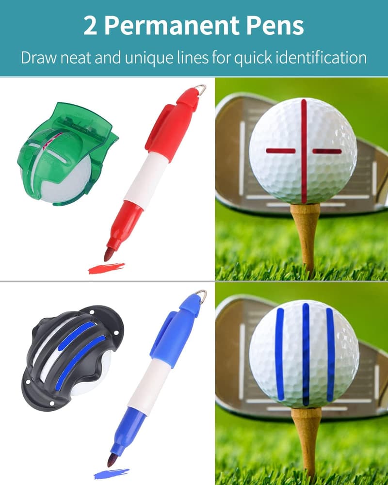 Golfball-Liner-Set mit Markierstiften – 2/4 Stück für präzise Ausrichtung