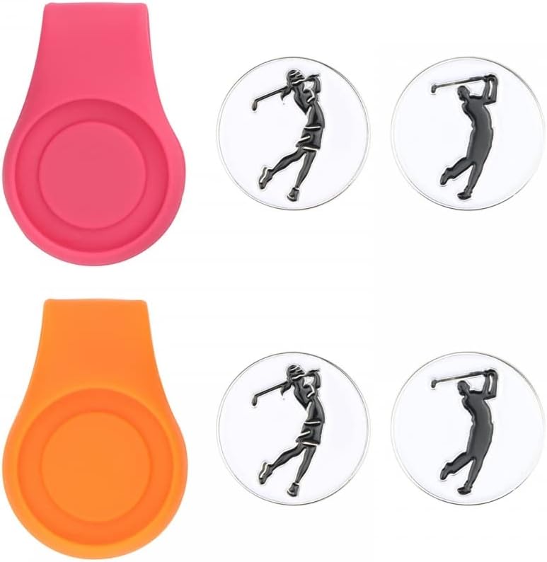 Golf Ballmarker Set mit magnetischen Clips – 2 Silikon Clips + 4 Marker