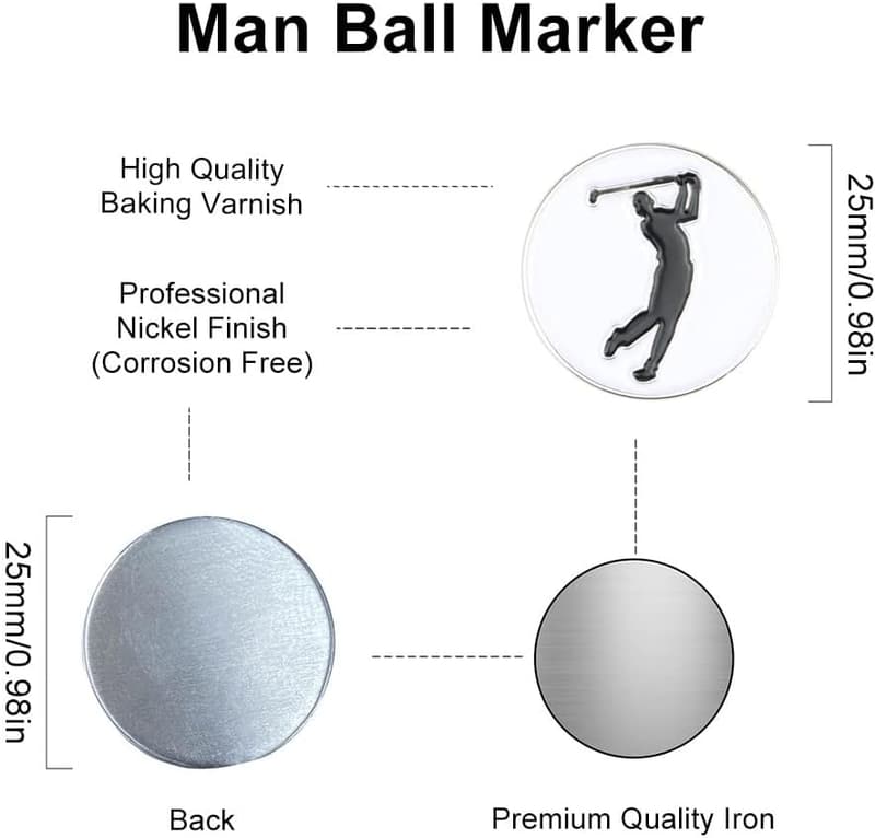 Golf Ballmarker Set mit magnetischen Clips – 2 Silikon Clips + 4 Marker