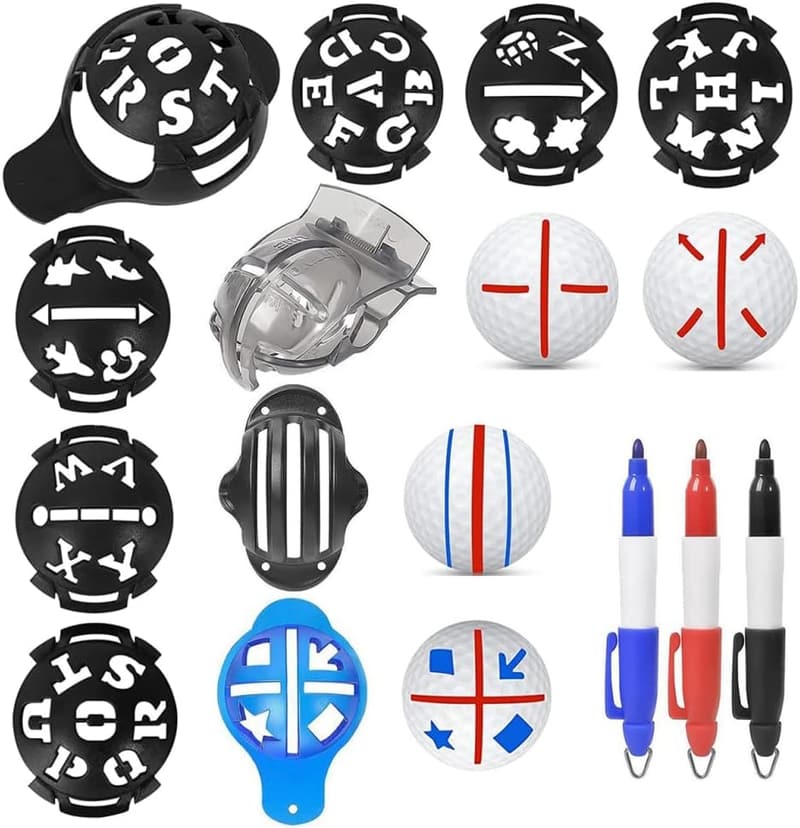 Golfball-Marker Set mit 12 Teilen – Ausrichtungs- und Linienvorlage