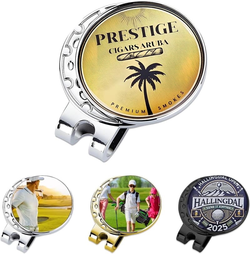 Personalisierter Golfball-Marker mit Hutclip – Magnetisch, 2,5 cm