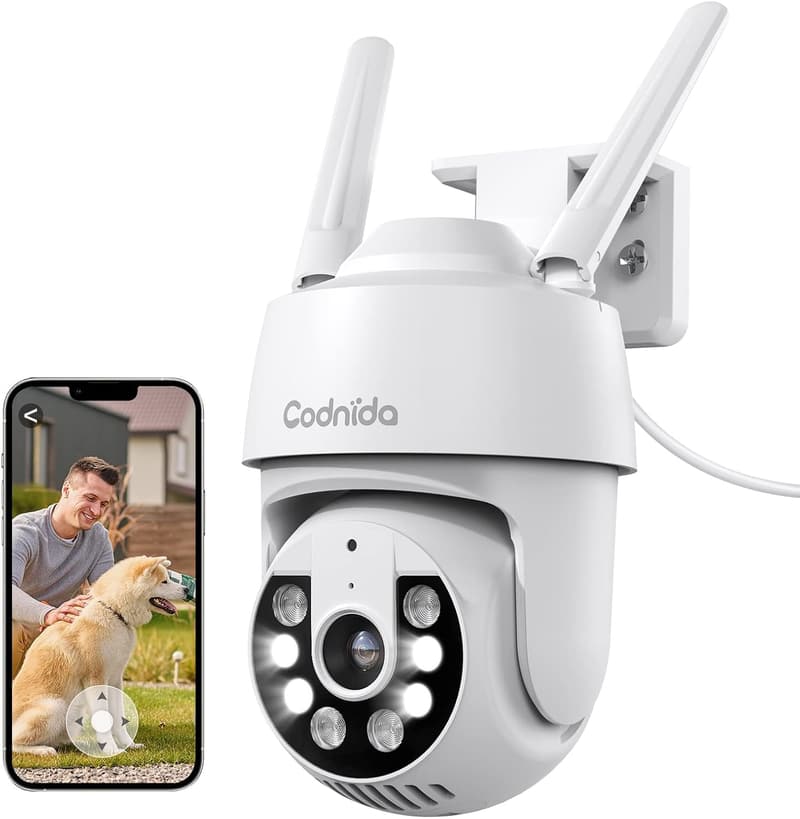 Codnida 2K WLAN Überwachungskamera für Außen mit 360° Sicht und Nachtsicht