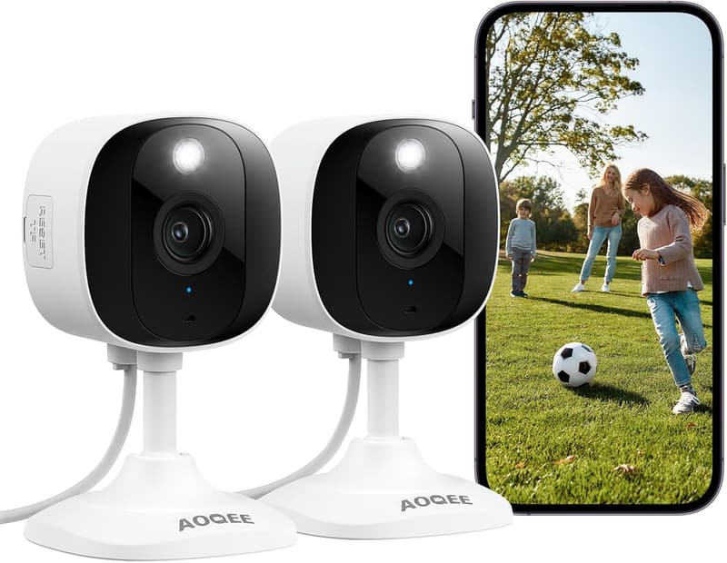 AOQEE 2er Set WLAN Überwachungskamera für Innen und Außen mit Nachtsicht