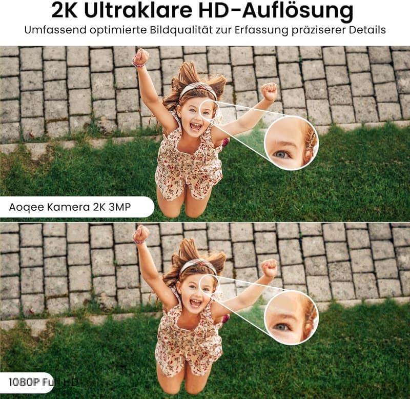 AOQEE 2er Set WLAN Überwachungskamera für Innen und Außen mit Nachtsicht