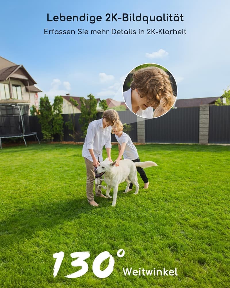 Wiederaufladbare 2K WLAN-Überwachungskamera für Innen & Außen mit Nachtsicht