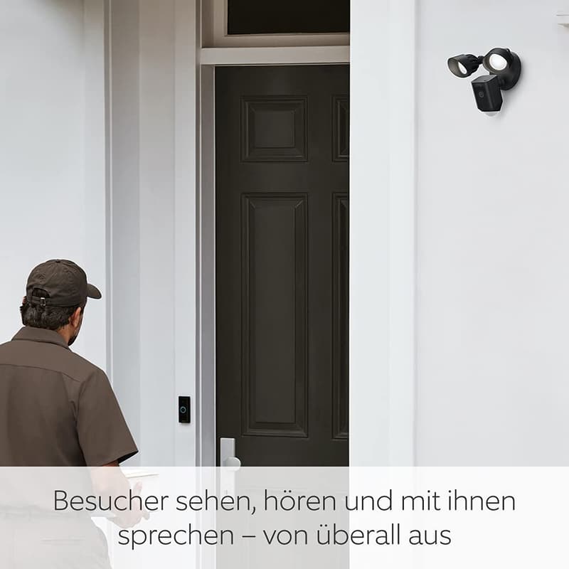 Überwachungskamera mit Flutlicht für Außenbereiche, WLAN, HD-Video, Nachtsicht