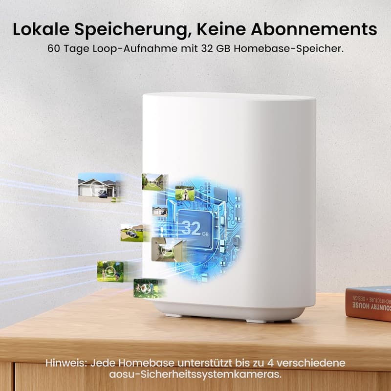 Solar Außenüberwachungskamera 4er Set mit HomeBase und Farb-Nachtsicht