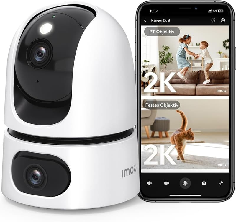 KI-Überwachungskamera Innen mit 360°-Rotation für Baby und Haustier