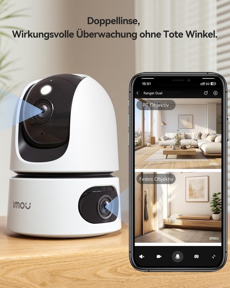 KI-Überwachungskamera Innen mit 360°-Rotation für Baby und Haustier