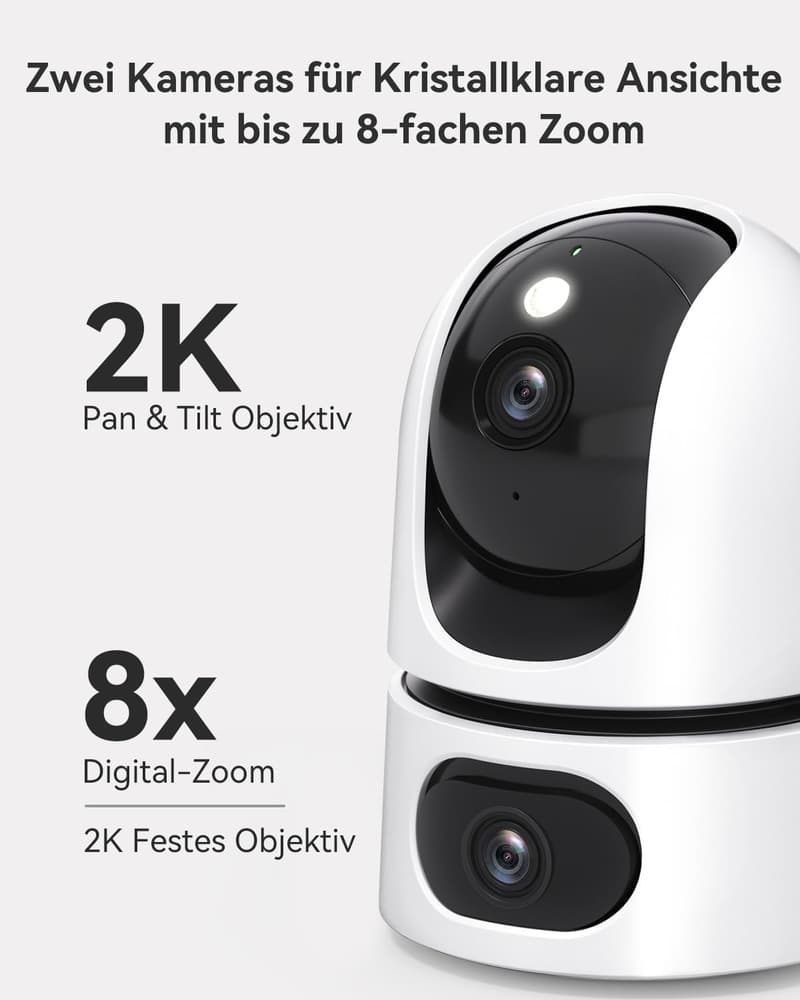 KI-Überwachungskamera Innen mit 360°-Rotation für Baby und Haustier
