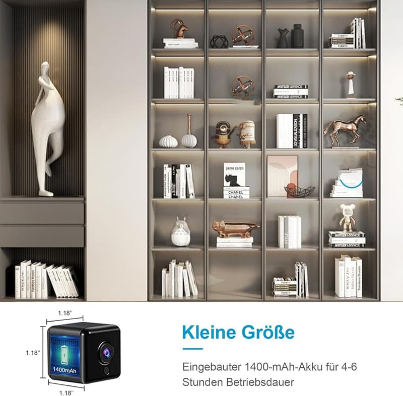 AOBOCAM Mini Kamera 4K HD WLAN Überwachungskamera mit Nachtsicht für Innen