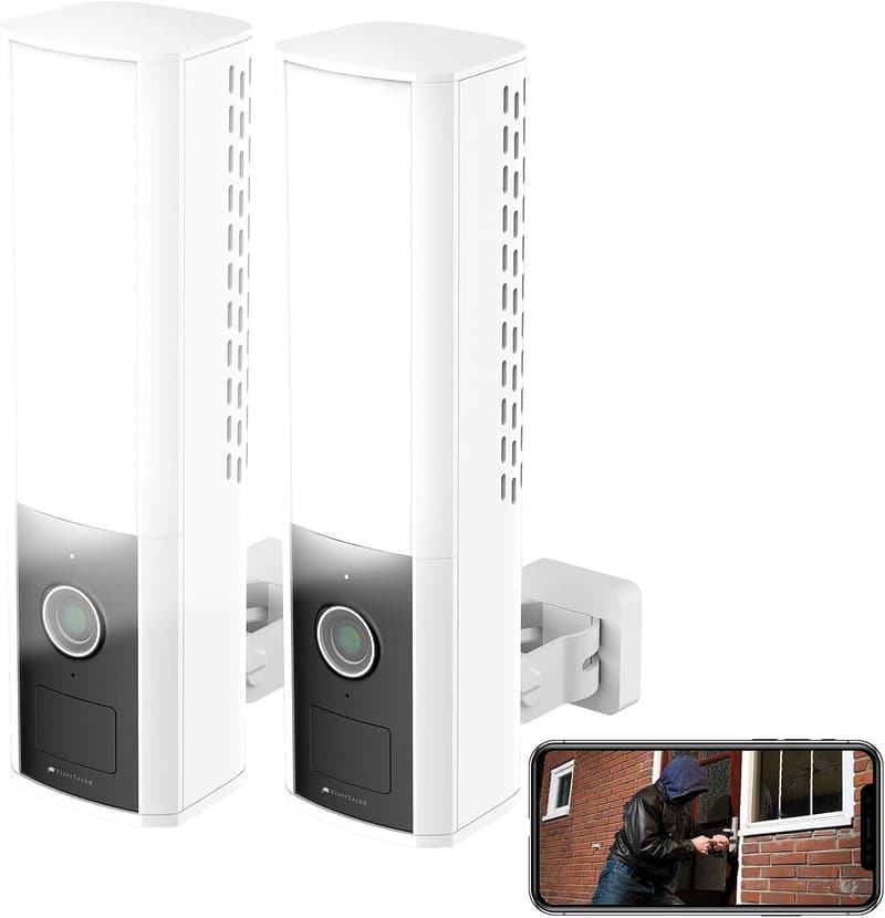 LED-Außenwandleuchte 2er-Set mit WLAN-2K-Kamera und Nachtsicht