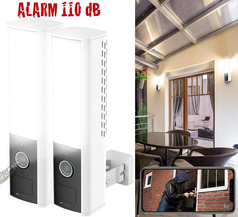 LED-Außenwandleuchte 2er-Set mit WLAN-2K-Kamera und Nachtsicht