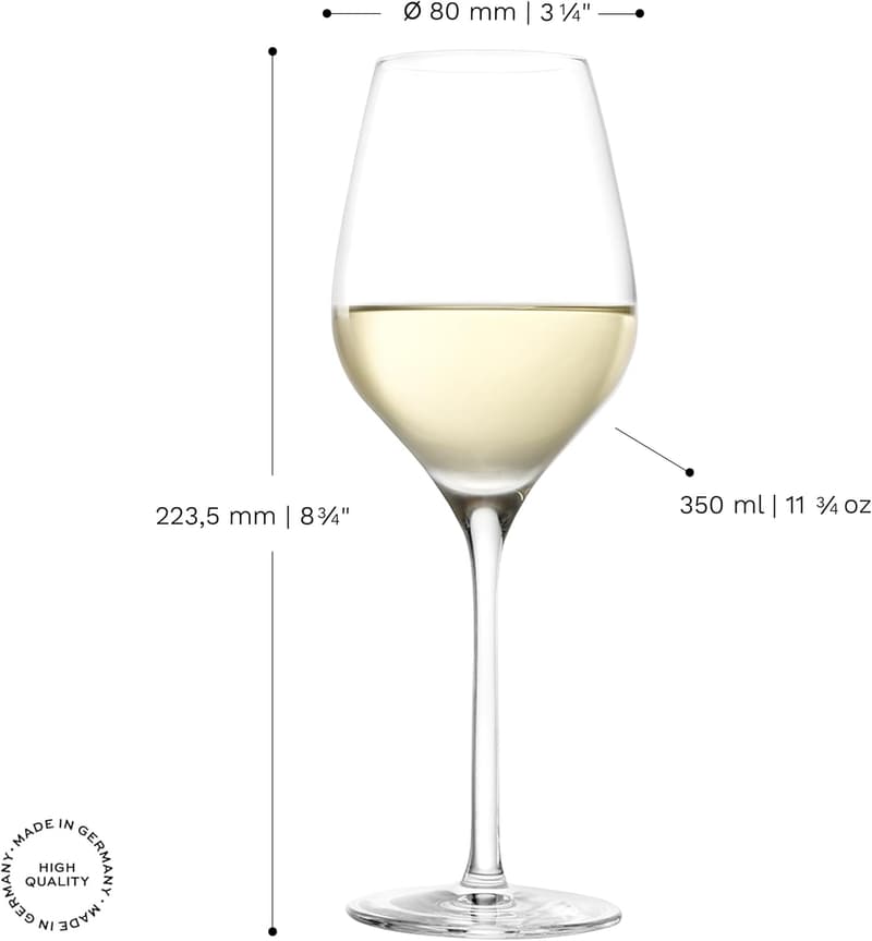 Exquisit Royal Weißweingläser im 6er-Set – 350 ml, Kristallglas, spülmaschinenfest