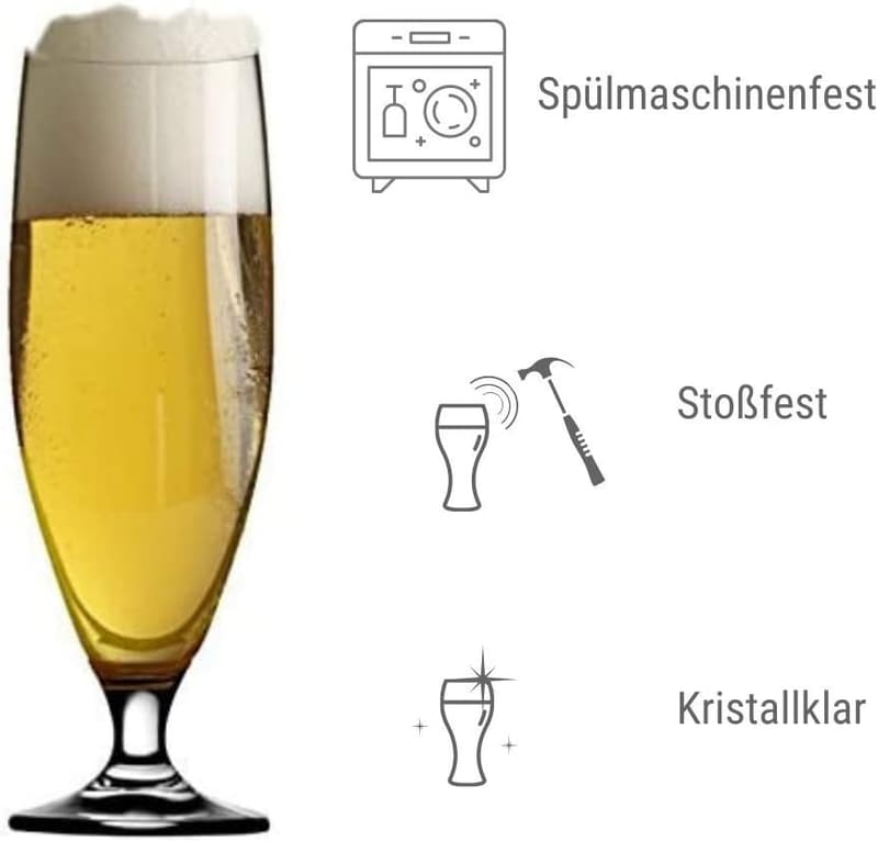 Imperial Biergläser Set aus Kristallglas - 6er Set, 0,4 Liter, spülmaschinengeeignet