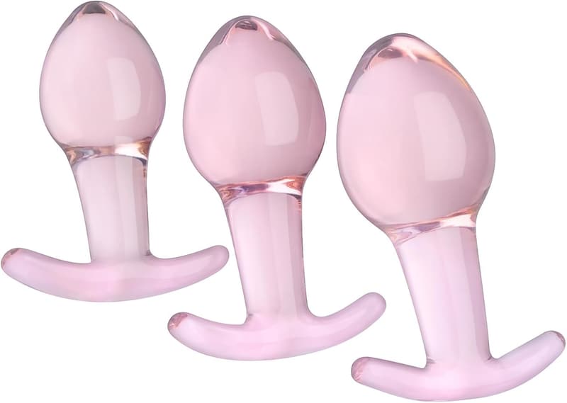 Analplug-Set aus Glas mit Kristall – 3-teilig für Paare und Singles