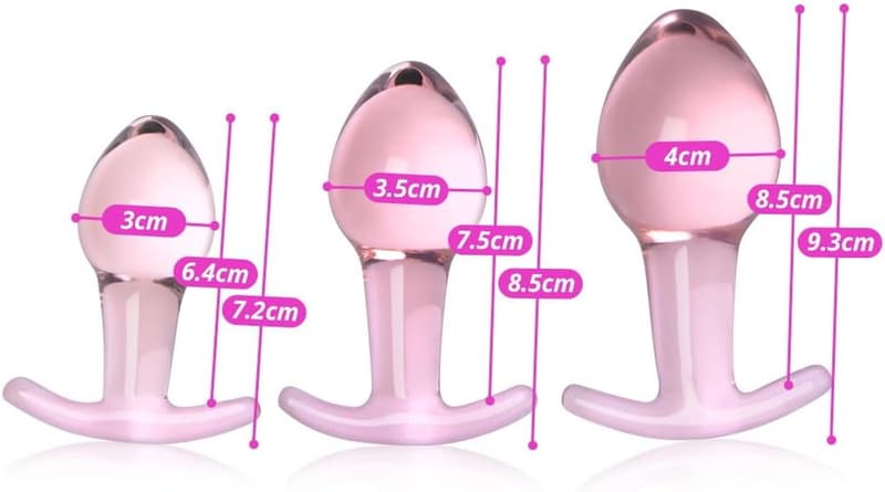 Analplug-Set aus Glas mit Kristall – 3-teilig für Paare und Singles