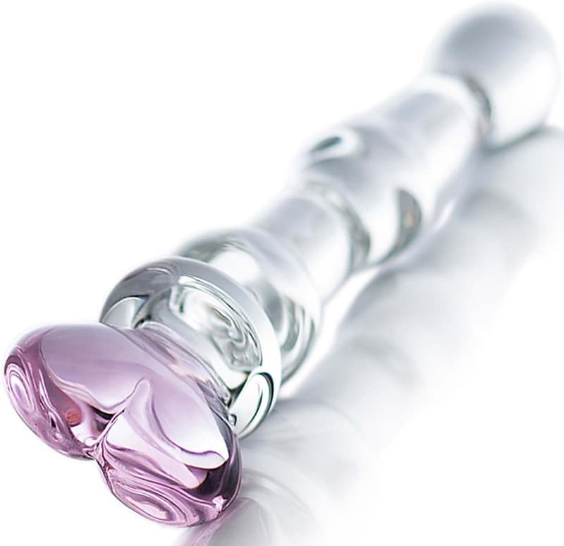 Herzförmiger transparenter Glasdildo für Frauen und Männer, 20,5 cm