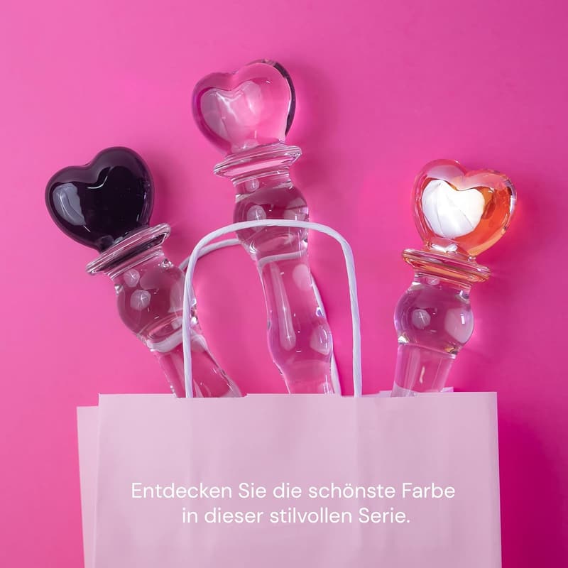 Herzförmiger transparenter Glasdildo für Frauen und Männer, 20,5 cm